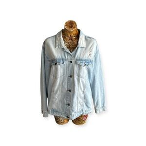 Highway Jeans Denim jacket XL button front distress style